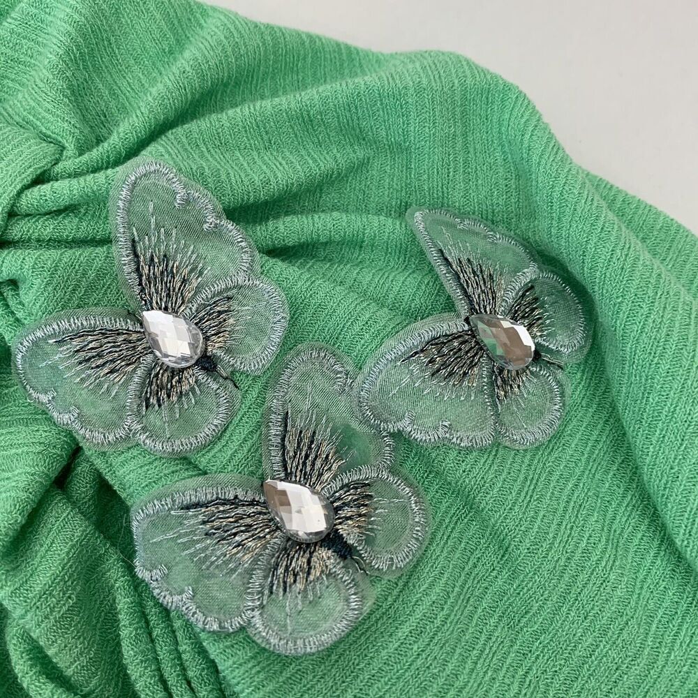 EBS Turban Hat Bow Butterflies Green Chemo Hat Cancer Hijab Hair Loss Turban New